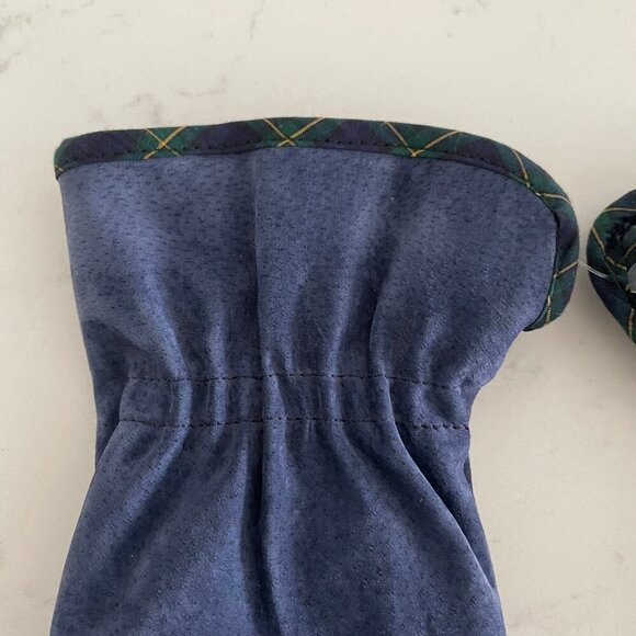 Charter Collection Vtg Fleece Lined Acrylic Gloves Tartan Trim Blue Grn Sz M - Picture 4 of 10